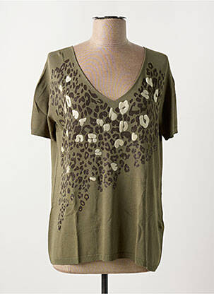 Pull coupe cintrée manches courtes vert ESCORPION femme