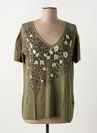 Pull coupe cintrée manches courtes vert ESCORPION femme