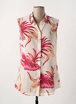 Chemisier imprimé fleurs sans manche beige GUESS femme