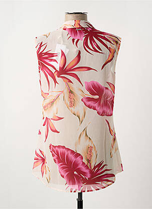 Chemisier imprimé fleurs sans manche beige GUESS femme