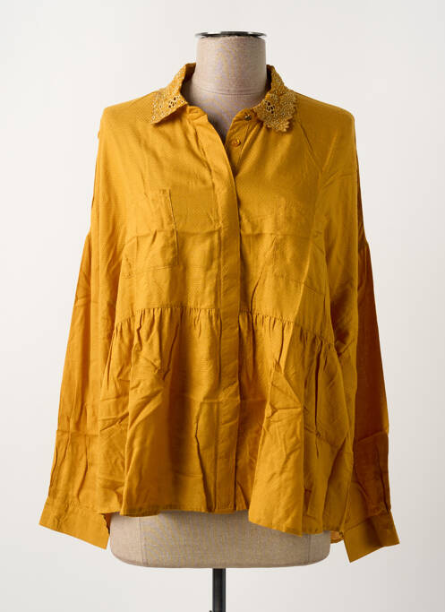 Chemisier tissage crêpe manches longues jaune I.CODE (By IKKS) femme