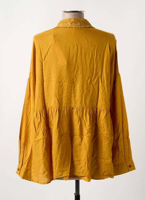 Chemisier tissage crêpe manches longues jaune I.CODE (By IKKS) femme