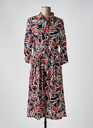 Robe mi-longue imprimé fleurs manches longues bleu BETTY BARCLAY femme