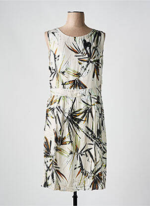 Robe mi-longue imprimé fleurs sans manche beige LA FEE MARABOUTEE femme