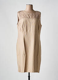 Robe mi-longue tissage crêpe sans manche marron CHRISTINE LAURE femme