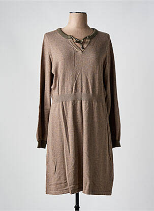 Robe mi-longue manches longues manches longues marron DIPLODOCUS femme