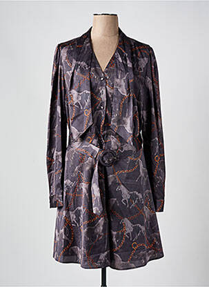 Robe mi-longue manches longues manches longues gris GUESS femme