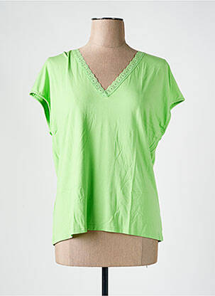 T-shirt col v manches courtes vert ESCORPION femme