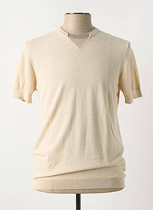 T-shirt col rond manches courtes beige YES.ZEE homme