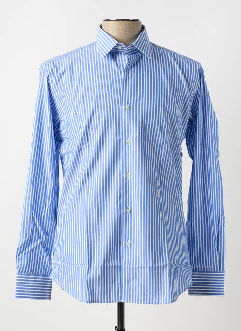 Chemise manches longues imprimé rayures bleu TRUSSARDI JEANS homme