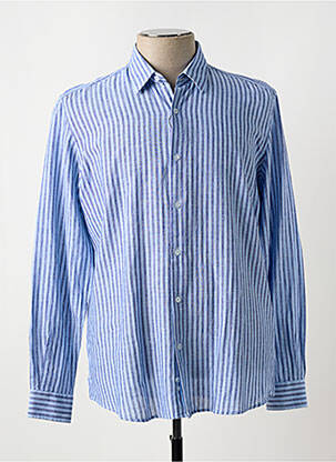 Chemise manches longues imprimé rayures bleu CROCQUER homme