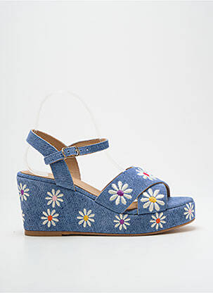 Sandales/nu pieds talon compensé talon de 7 à 9cm bleu FIORINA femme