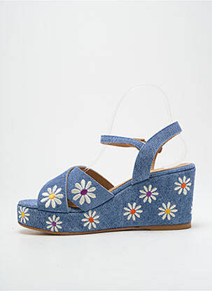 Sandales/nu pieds talon compensé talon de 7 à 9cm bleu FIORINA femme
