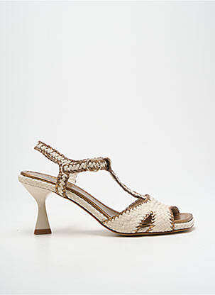 Sandales/nu pieds tissage satiné talon de 7 à 9cm beige PONS QUINTANA femme