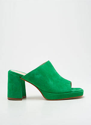 Mules/sabots nubuck talon de 7 à 9cm vert ROSEMETAL femme