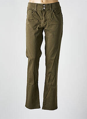 Pantalon droit fermeture zippée sous rabat boutonné vert SALSA femme