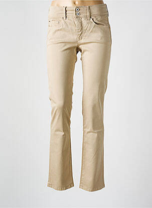 Pantalon droit fermeture zippée sous rabat boutonné beige SALSA femme