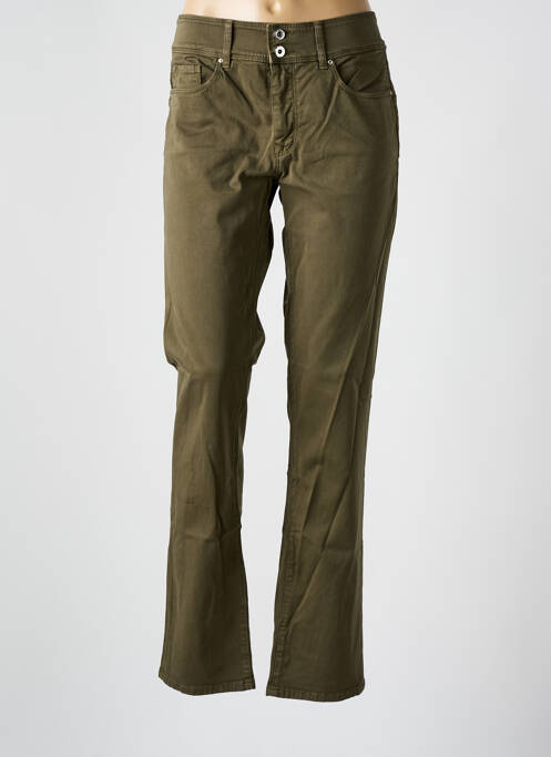 Pantalon droit fermeture zippée sous rabat boutonné vert SALSA femme