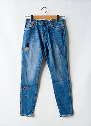 Jeans coupe slim effet usé délavé taille normale bleu DESIGUAL femme