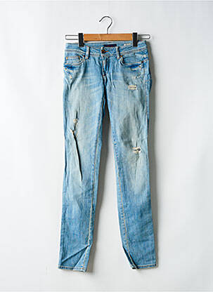Jeans coupe slim effet usé délavé taille basse bleu SALSA femme