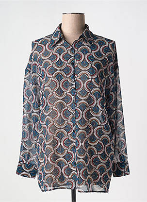 Chemisier tissage crêpe manches longues bleu MOLLY BRACKEN femme