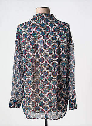 Chemisier tissage crêpe manches longues bleu MOLLY BRACKEN femme