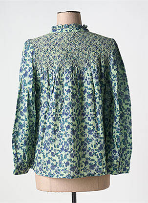 Chemisier tissage crêpe manches longues vert INDI & COLD femme