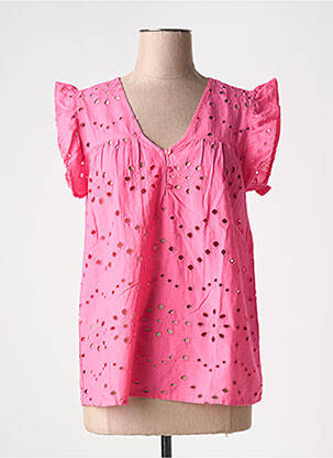 Blouse tissage popeline manches courtes rose MOLLY BRACKEN femme