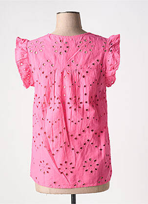 Blouse tissage popeline manches courtes rose MOLLY BRACKEN femme