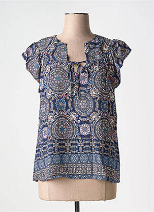 Blouse imprimé fantaisie manches courtes bleu MOLLY BRACKEN femme