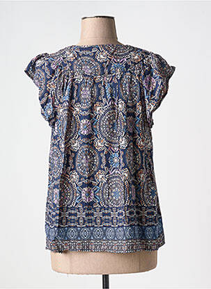 Blouse tissage popeline manches courtes bleu MOLLY BRACKEN femme