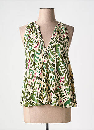 Blouse col v sans manche vert FREEMAN T.PORTER femme