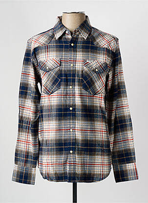 Chemise manches longues imprimé écossais bleu WRANGLER homme
