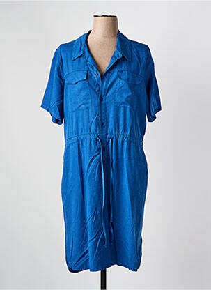 Robe mi-longue coupe fluide manches courtes bleu PAKO LITTO femme