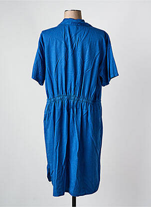 Robe mi-longue coupe fluide manches courtes bleu PAKO LITTO femme