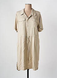 Robe mi-longue coupe fluide manches courtes beige PAKO LITTO femme
