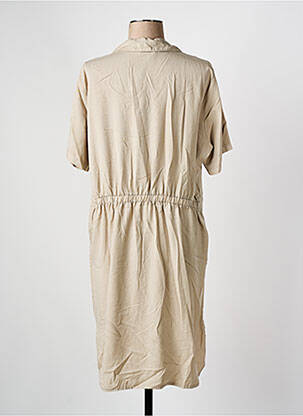 Robe mi-longue coupe fluide manches courtes beige PAKO LITTO femme