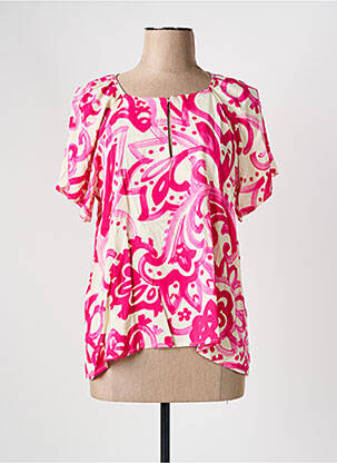 Blouse tissage popeline manches courtes rose LA FEE MARABOUTEE femme
