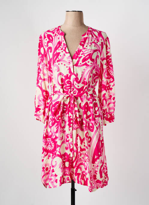 Robe mi-longue rose LA FEE MARABOUTEE pour femme