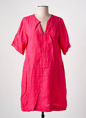 Robe courte coupe évasée manches courtes rose LA FEE MARABOUTEE femme
