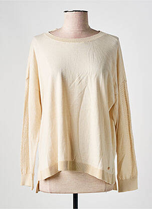Pull coupe cintrée manches longues beige INDI & COLD femme