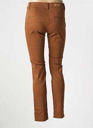 Pantalon slim tissage popeline taille normale marron HAPPY femme