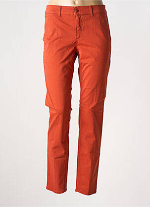 Pantalon chino tissage popeline taille normale orange HAPPY femme
