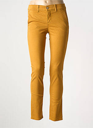 Pantalon chino tissage popeline taille normale jaune HAPPY femme