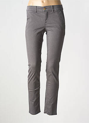Pantalon chino tissage popeline taille normale gris HAPPY femme