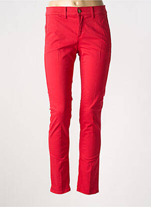 Pantalon chino tissage popeline taille normale rouge HAPPY femme