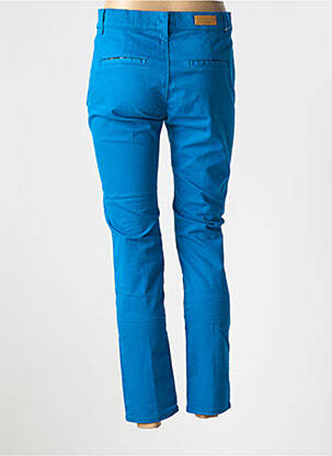 Pantalon chino tissage popeline taille normale bleu HAPPY femme