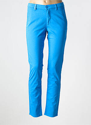 Pantalon chino tissage popeline taille normale bleu HAPPY femme