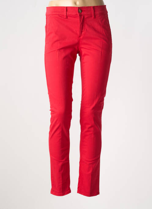 Pantalon chino tissage popeline taille normale rouge HAPPY femme