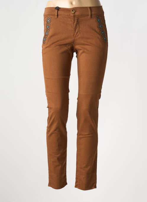 Pantalon slim marron HAPPY pour femme